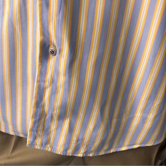 #56. Robert Graham Blue & Yellow Striped Dress Shirt • 16 1/2 - Picture 10 of 16